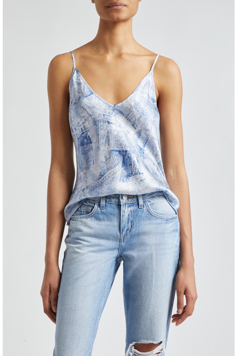 Lexi Print Silk Camisole, Main, color, BLUE MULTI DENIM PRINT