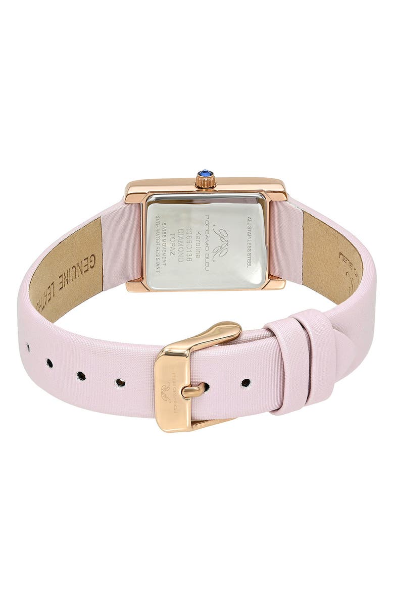 PORSAMO BLEU Karolina Diamond & Topaz Leather Strap Watch, 21.5mm x 30mm, Alternate, color, Pink