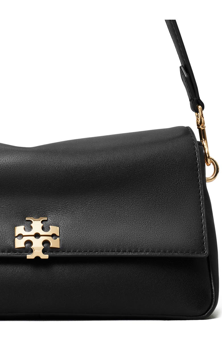 Tory Burch Small Charlie Leather Shoulder Bag, Alternate, color, Black