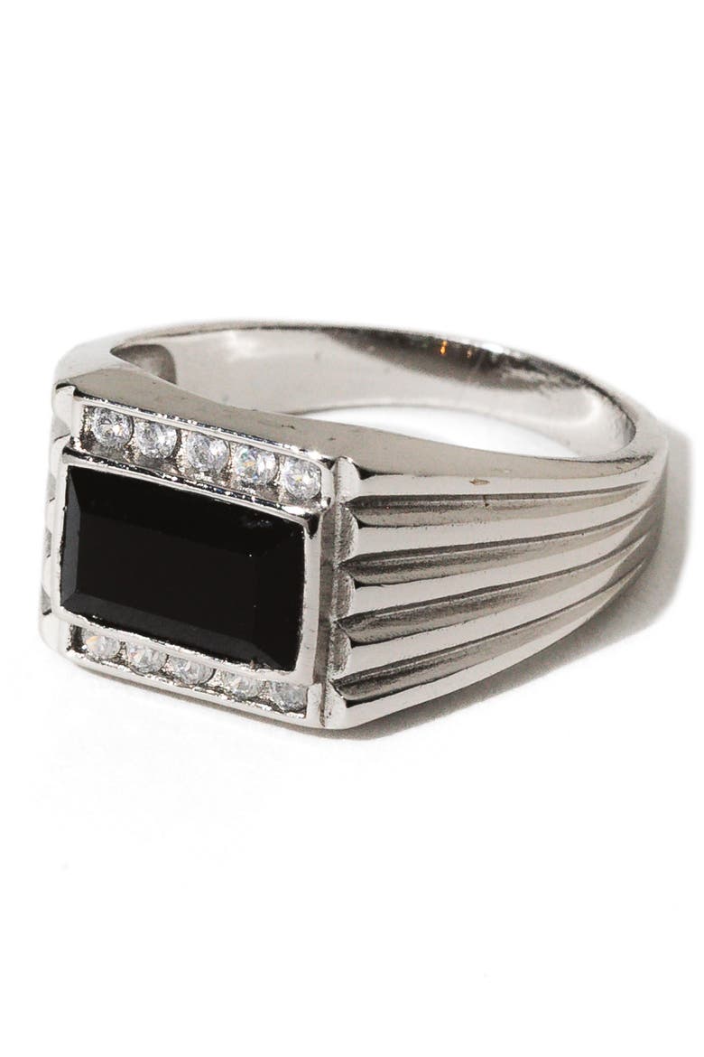 Levi Onyx Cocktail Ring, Main, color, SILVER