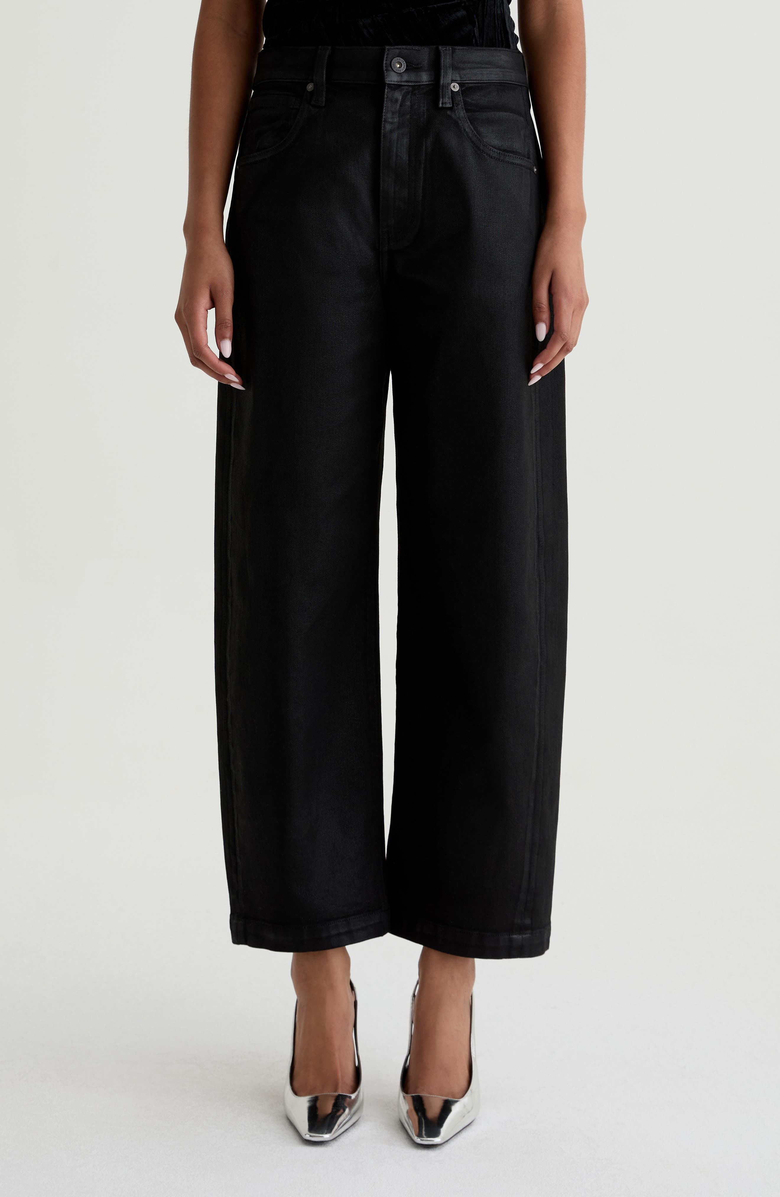 Hattie Coated High Waist Ankle Barrel Jeans