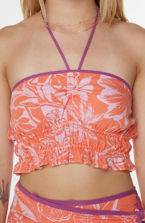 Roxy Marcella Floral Crop Halter Top In Purple