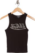 Von Dutch Rhinestone Ribbed Tank