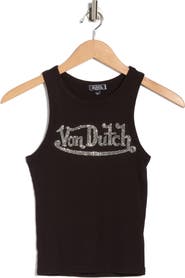 Von Dutch Rhinestone Ribbed Tank