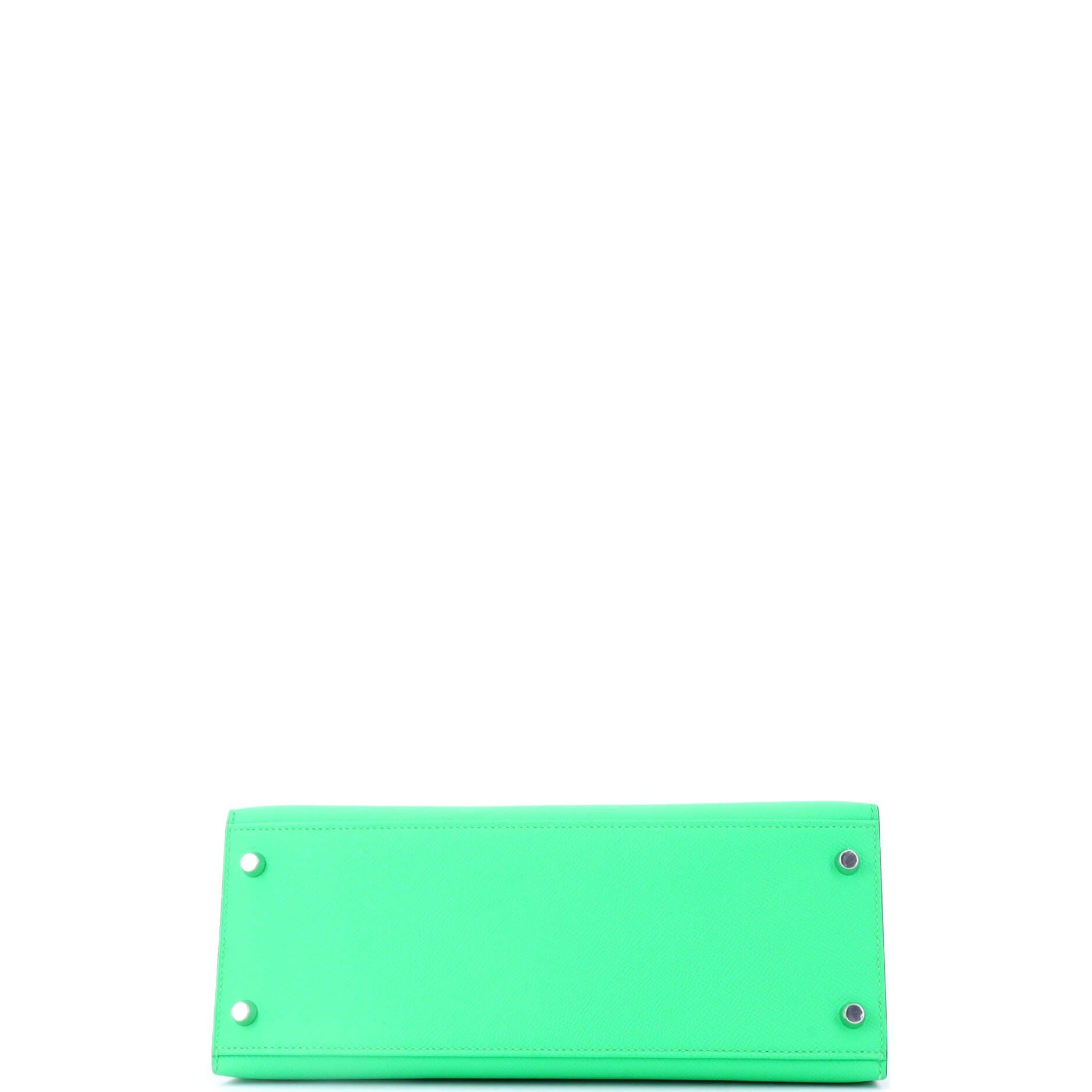 Pre-Owned Hermes Kelly Handbag Green Epsom with Palladium Hardware 28, Alternate, color, Vert Comics