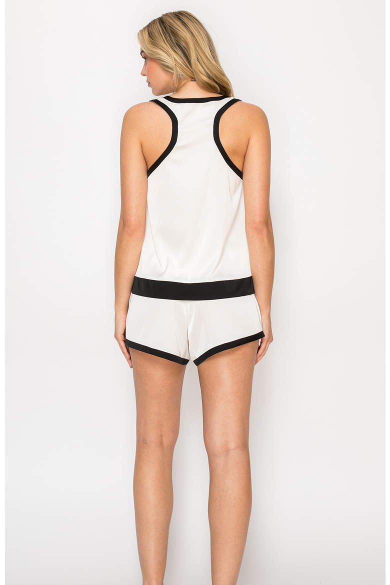 Silky Satin Henley Swing Tank and Boker Set, Alternate, color, Cream
