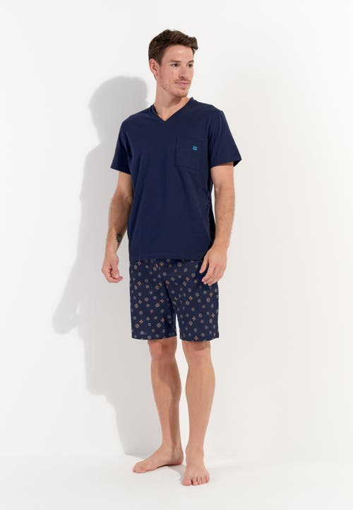 Hom Mandala Short Sleepwear In Navy Print