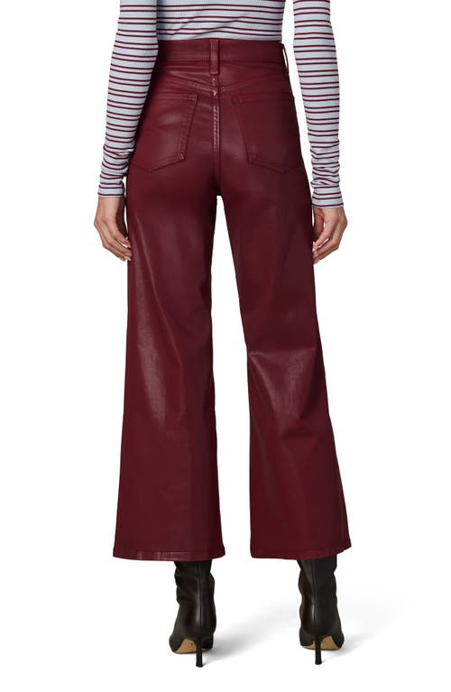 Joe's The Mia Coated High Waist Ankle Wide Leg Jeans In Burgundy
