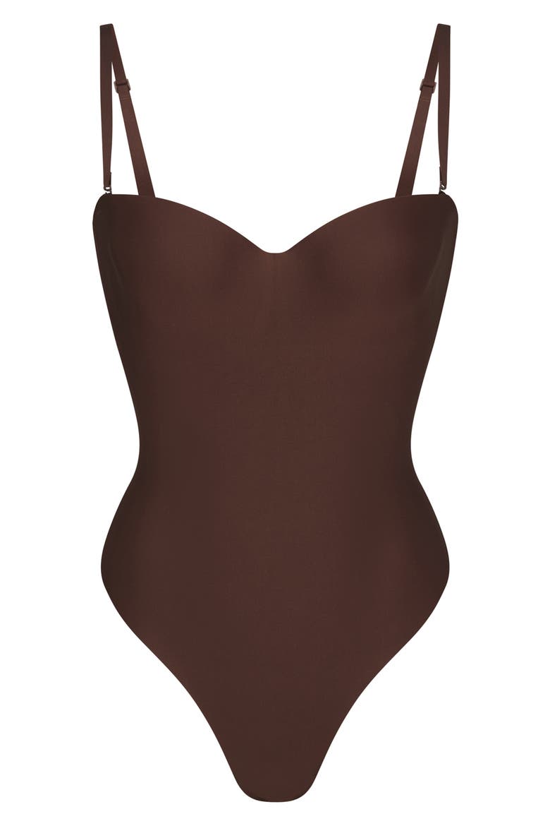 Body Molded Underwire Thong Bodysuit, Alternate, color, COCOA