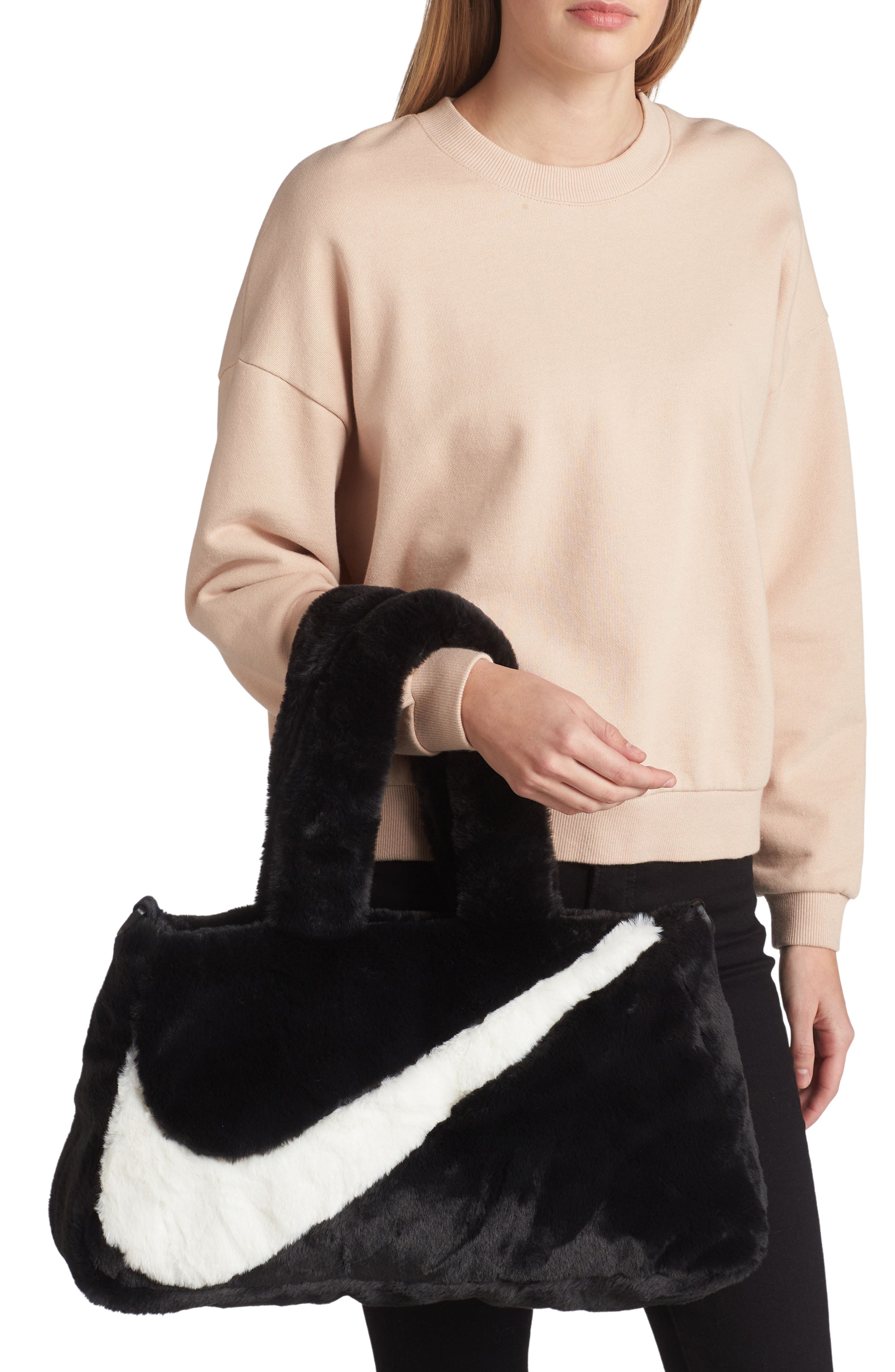 Nike Faux Fur Crossbody Bag, Alternate, color, 