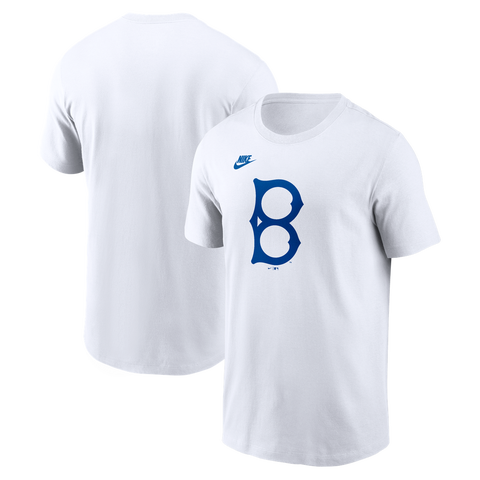 Men's Nike White Brooklyn Dodgers Cooperstown Collection Logo T-Shirt