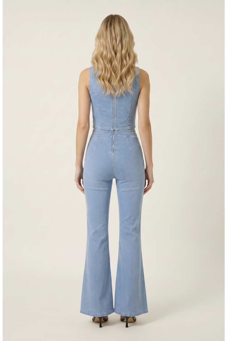 Denim Vest and Wide Leg Pants Set, Alternate, color, Blue