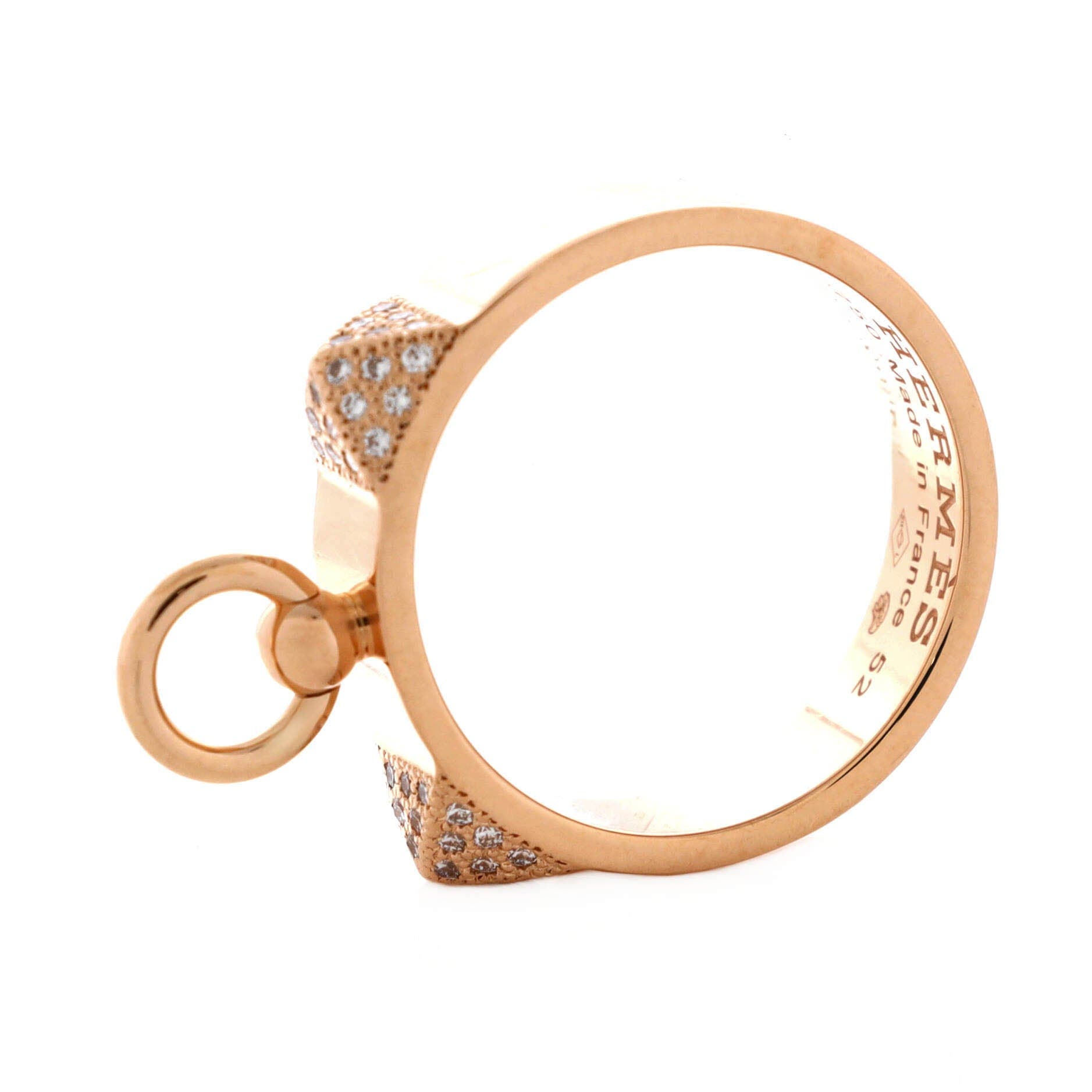 Pre-Owned Hermes Collier de Chien Ring 18K Rose Gold and Diamonds Small, Alternate, color, Rose Gold