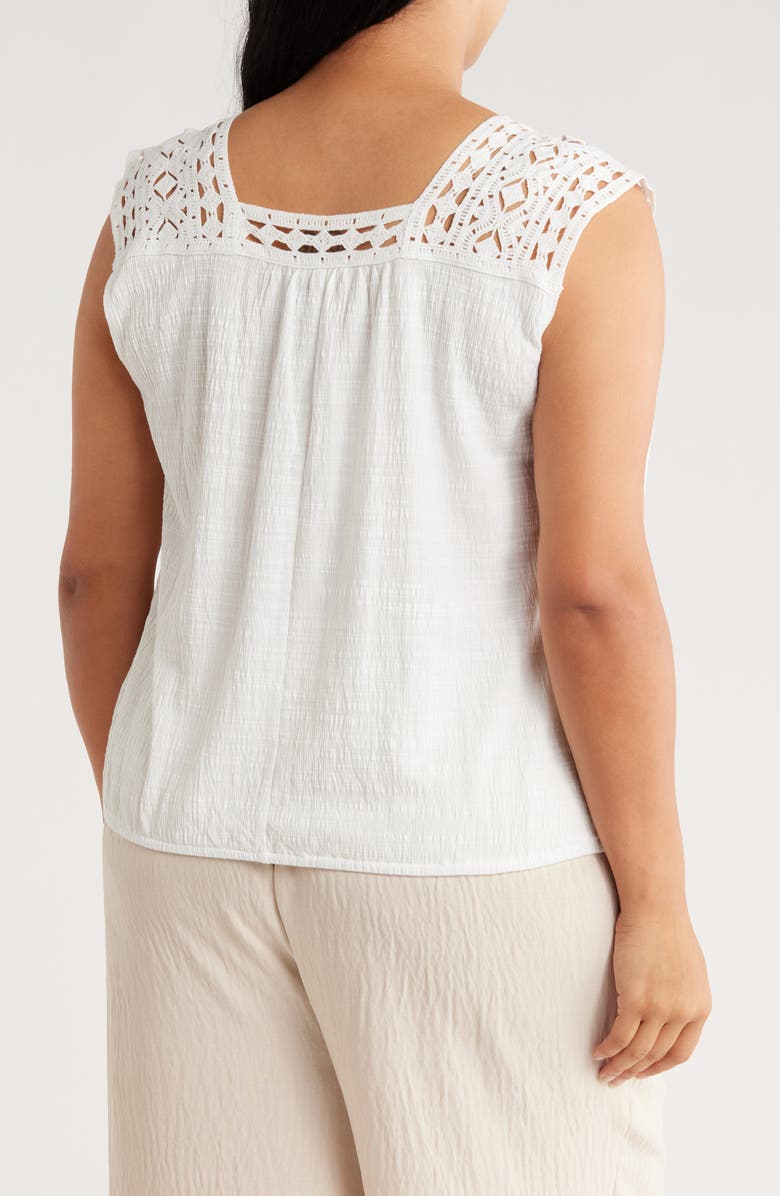MAX STUDIO Lace Yoke Blouson Tank, Alternate, color, White-White