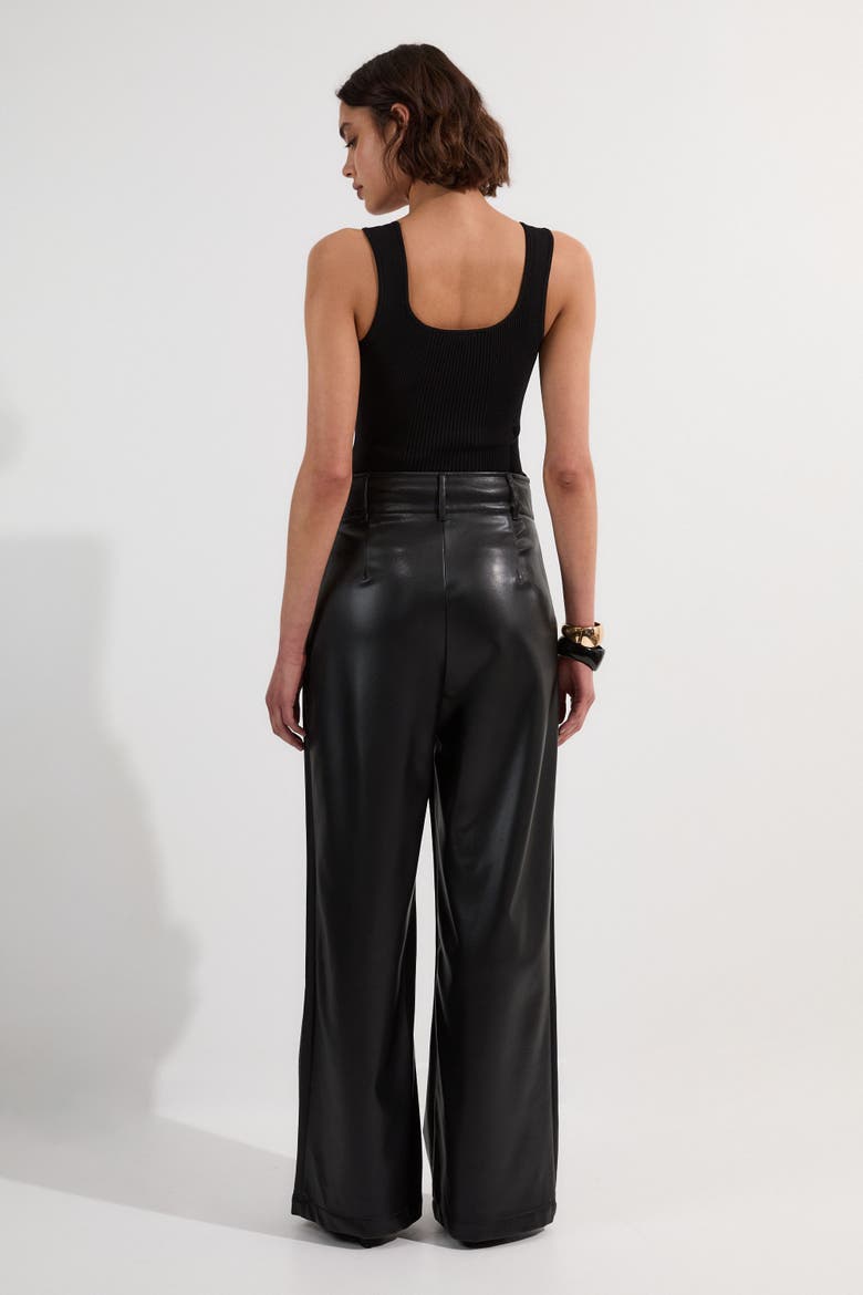 Faux Leather Wide Leg Pants, Alternate, color, Black