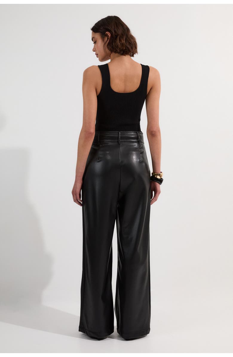 Karen Millen Faux Leather Wide Leg Pants, Alternate, color, Black