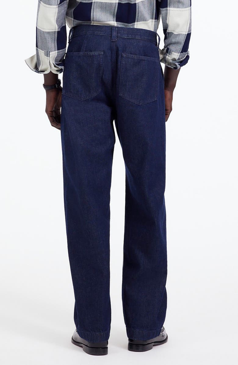 Madewell Pleated Relaxed Straight Leg Denim Pants, Alternate, color, Northbrook Wash