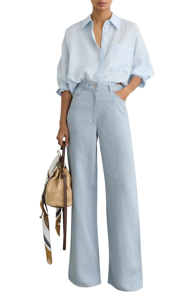Reiss Carmen High Waist Wide Leg Pants, Alternate, color, Blue