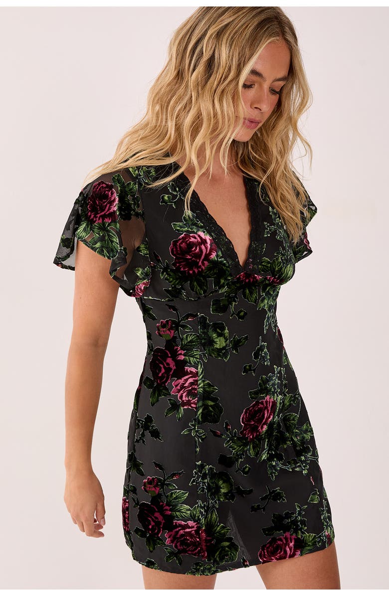 NASTY GAL Lace Trim Cut Out Mini Dress, Alternate, color, Green