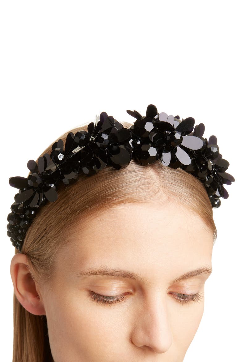 Chunky Embellished Headband, Alternate, color, JET