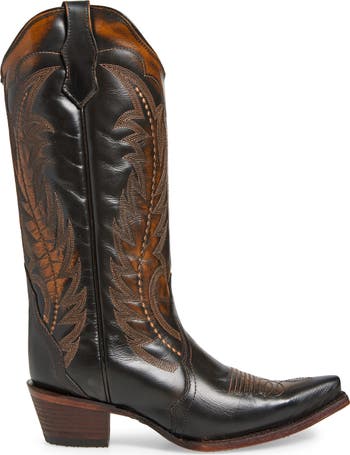 Contrast Embroidery Tall Western Boot
