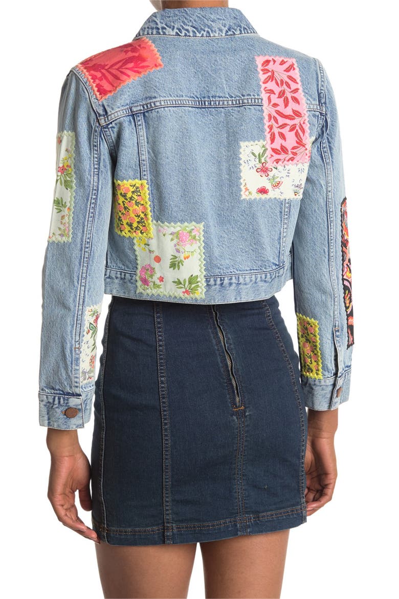 Crop Patchwork Denim Jacket, Alternate, color, RT66MLTI