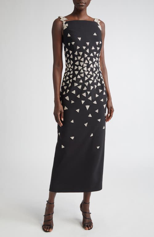 Oscar De La Renta Crystal Triangle Embellished Cocktail Dress