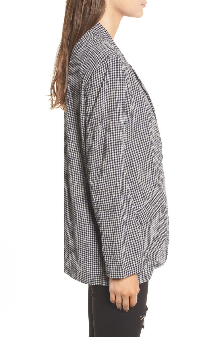 Gingham Boyfriend Blazer, Alternate, color, BLACK JULIE GINGHAM