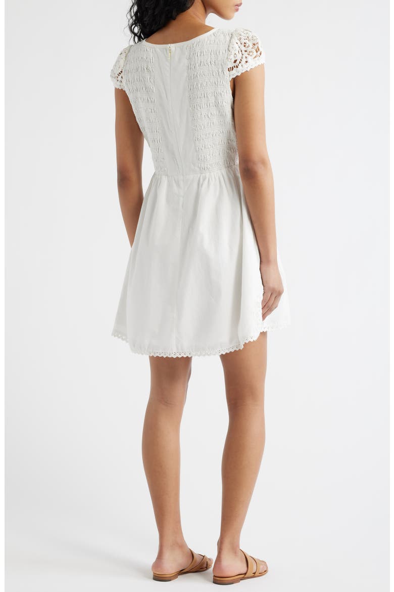 Gail Cutwork Detail Cotton Minidress, Alternate, color, IVORY
