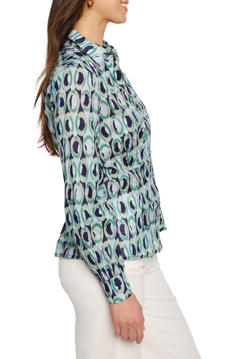 NIC+ZOE Ikat Rings Button-Up Shirt, Alternate, color, Green Multi