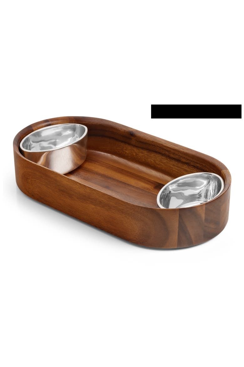 Oblong Nest Chip & Dip Set, Main, color, BROWN
