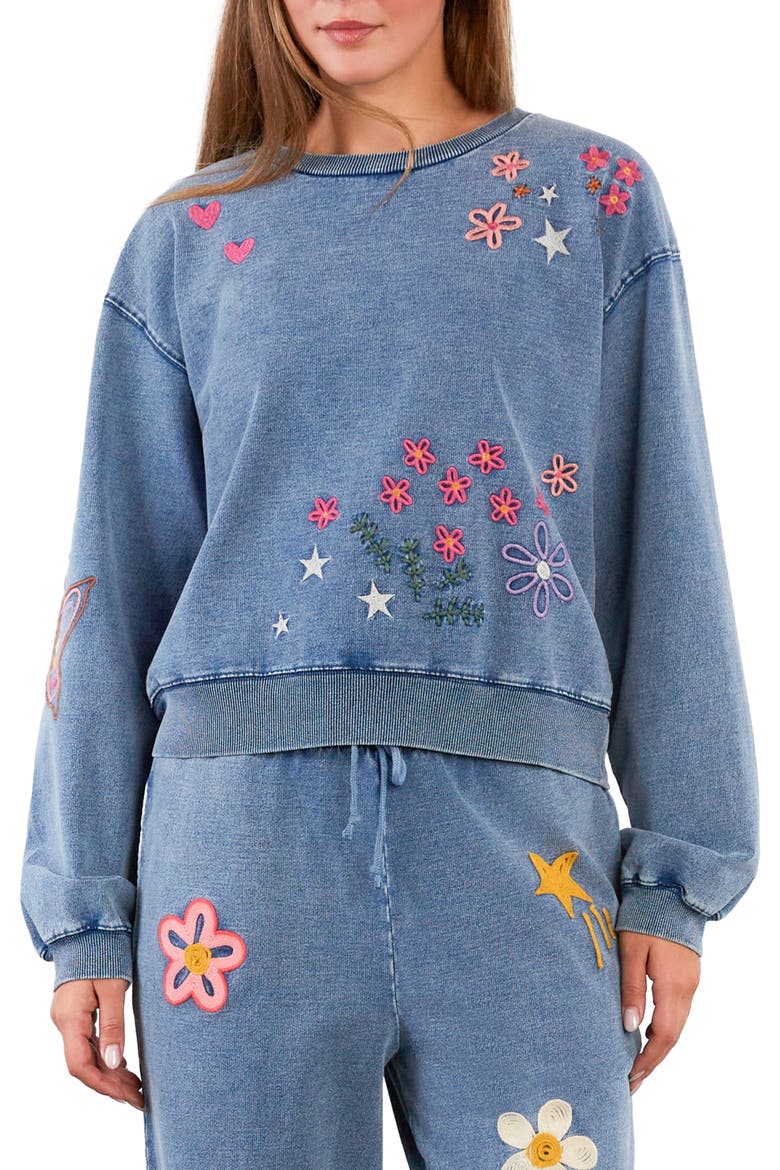 In Full Bloom Sweatshirt, Main, color, DENIM