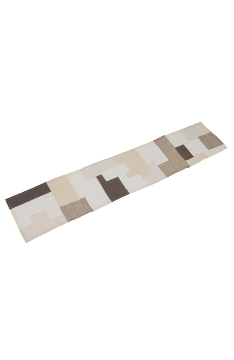 Storied Home Cotton Table Runner with Patchwork Design, Main, color, 