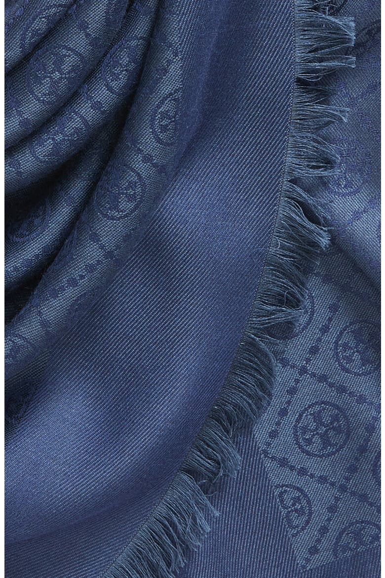 Diamond Dot Jacquard Wool & Silk Traveler Scarf, Alternate, color, TORY NAVY