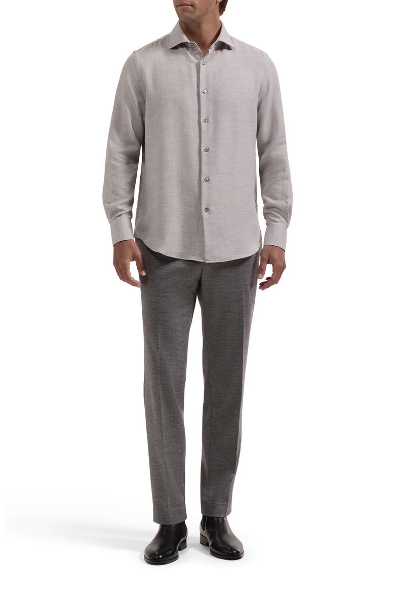 Axel Shaped Cotton & Wool Woven Shirt, Alternate, color, PLATINUM