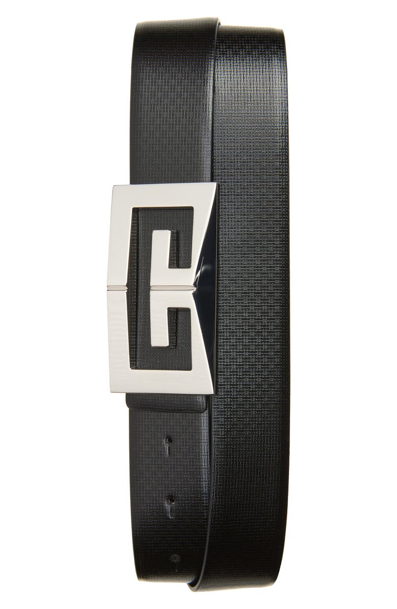 Givenchy 2G Small Buckle Leather Belt, Main, color, Black/ Dark Blue