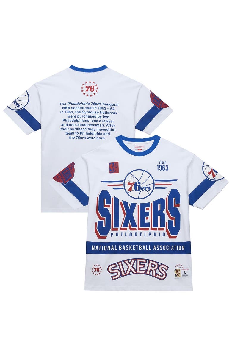 Mitchell & Ness Unisex Mitchell & Ness White Philadelphia 76ers Hardwood Classics Vintage Team Origins Premium T-Shirt, Alternate, color, White