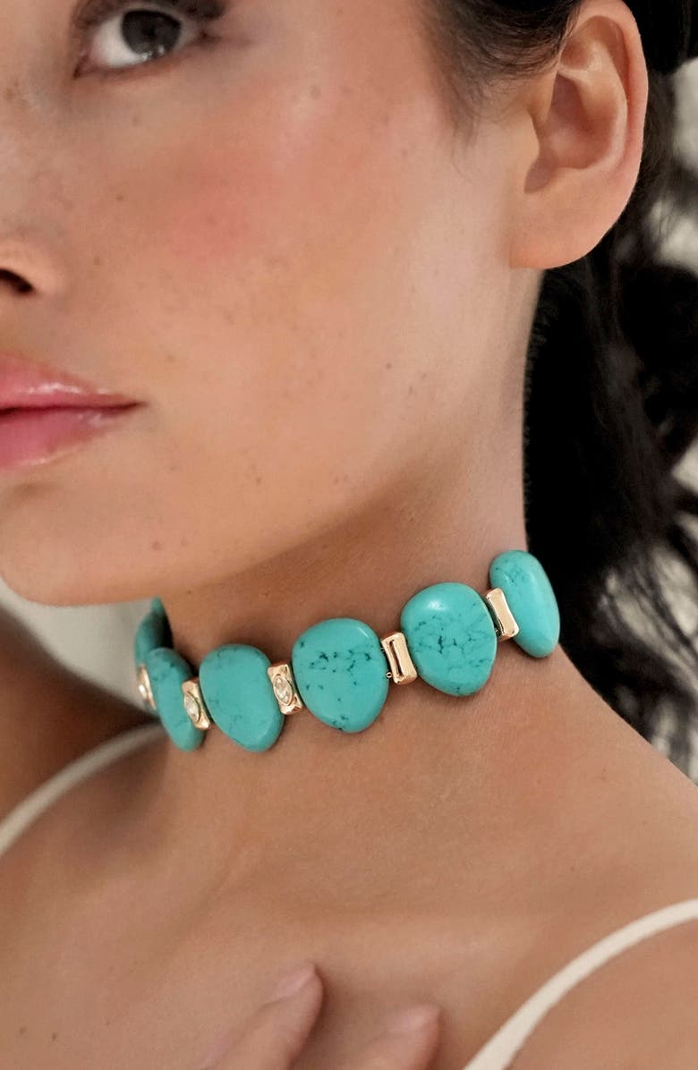 Ettika Reconstituted Turquoise Solstice Choker Necklace, Alternate, color, Turquoise