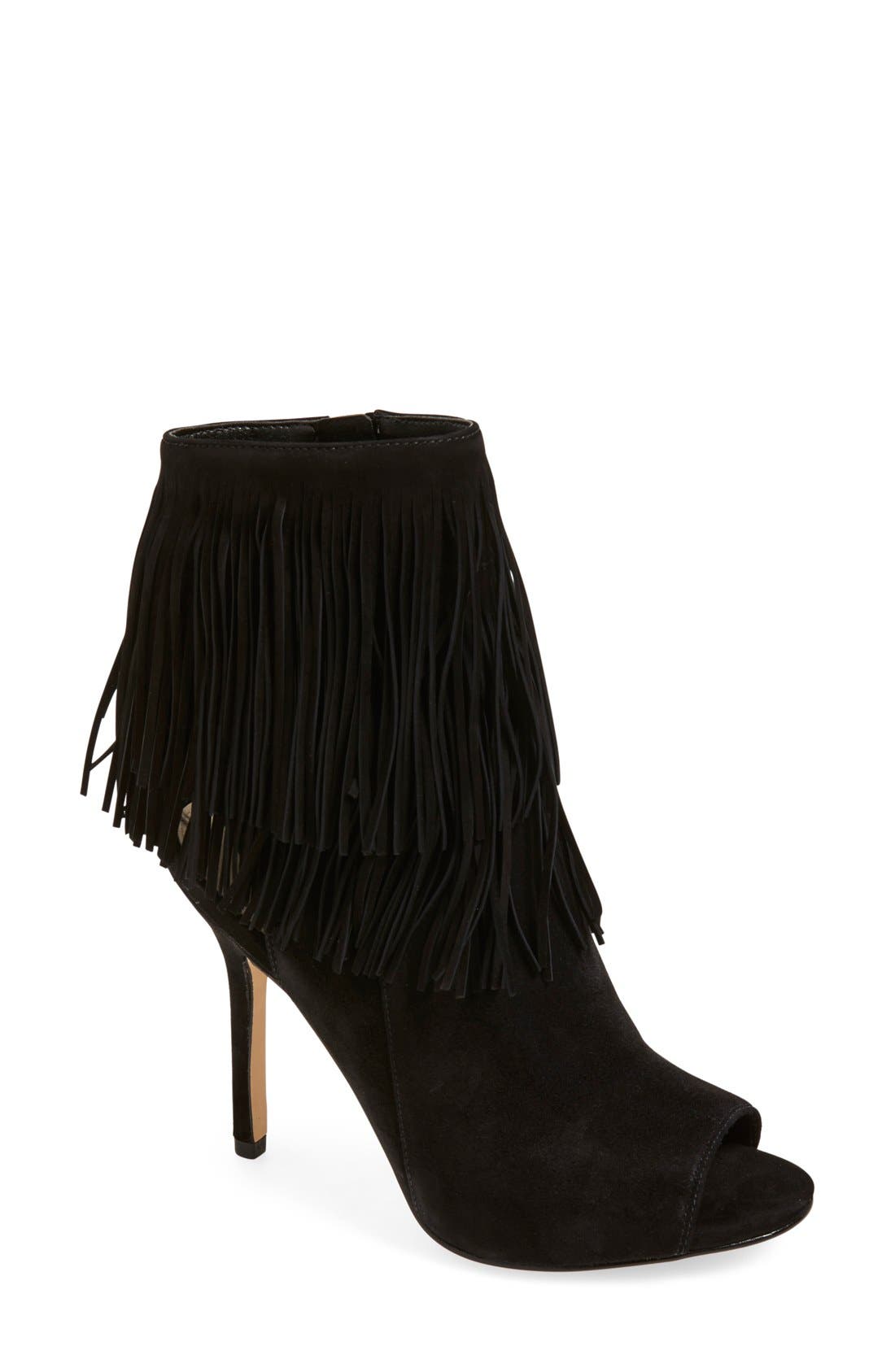Sam Edelman 'Arizona' Fringe Open Toe Bootie, Main, color, 