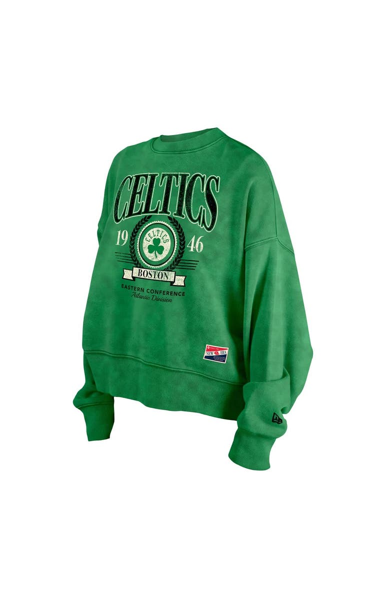 New Era Women's New Era  Kelly Green Boston Celtics Hardwood Classics Enzyme Wash Oversized Boxy Pullover Sweatshirt, Alternate, color, 