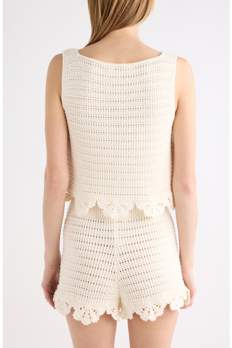 Crop Organic Cotton Crochet Tank, Alternate, color, ICONIC MILK