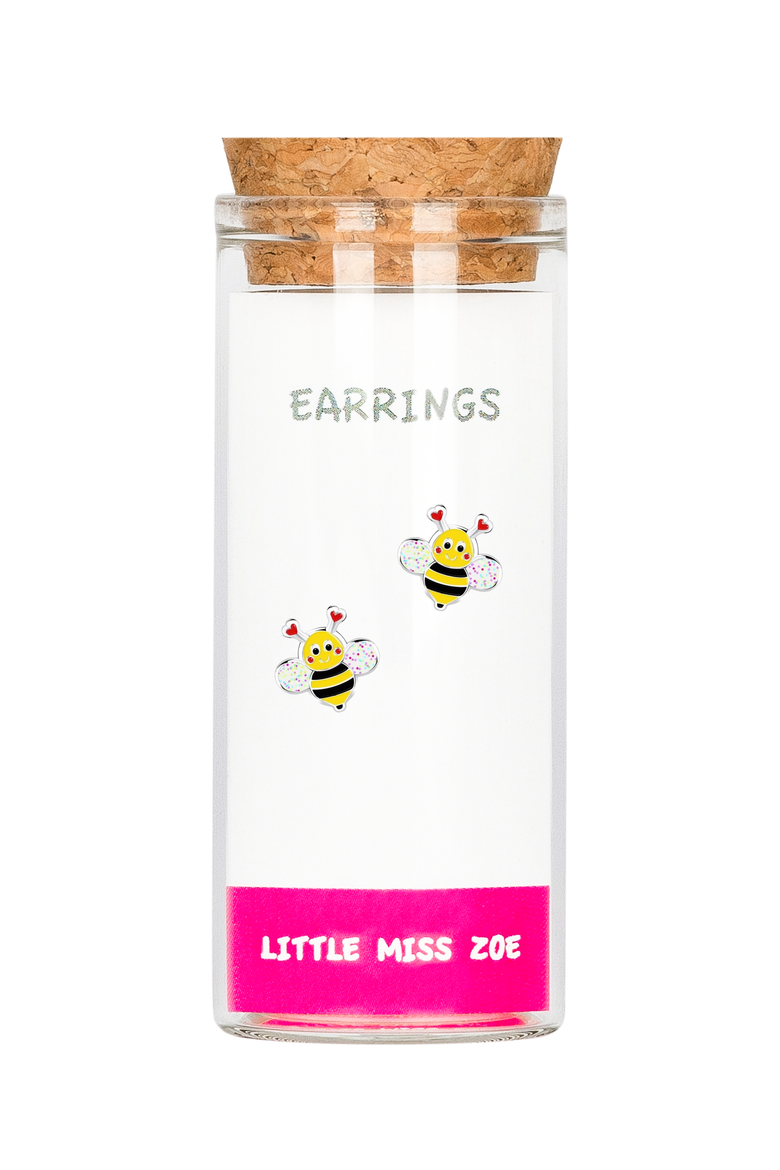 Kids' Sterling Silver Bumblebee Stud Earrings in Gift Bottle, Main, color, Yellow