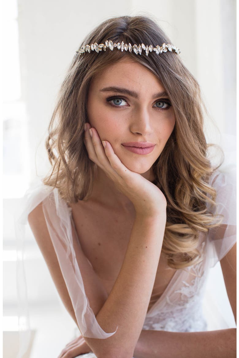Harlow Crystal Crown Comb, Alternate, color, ROSE GOLD