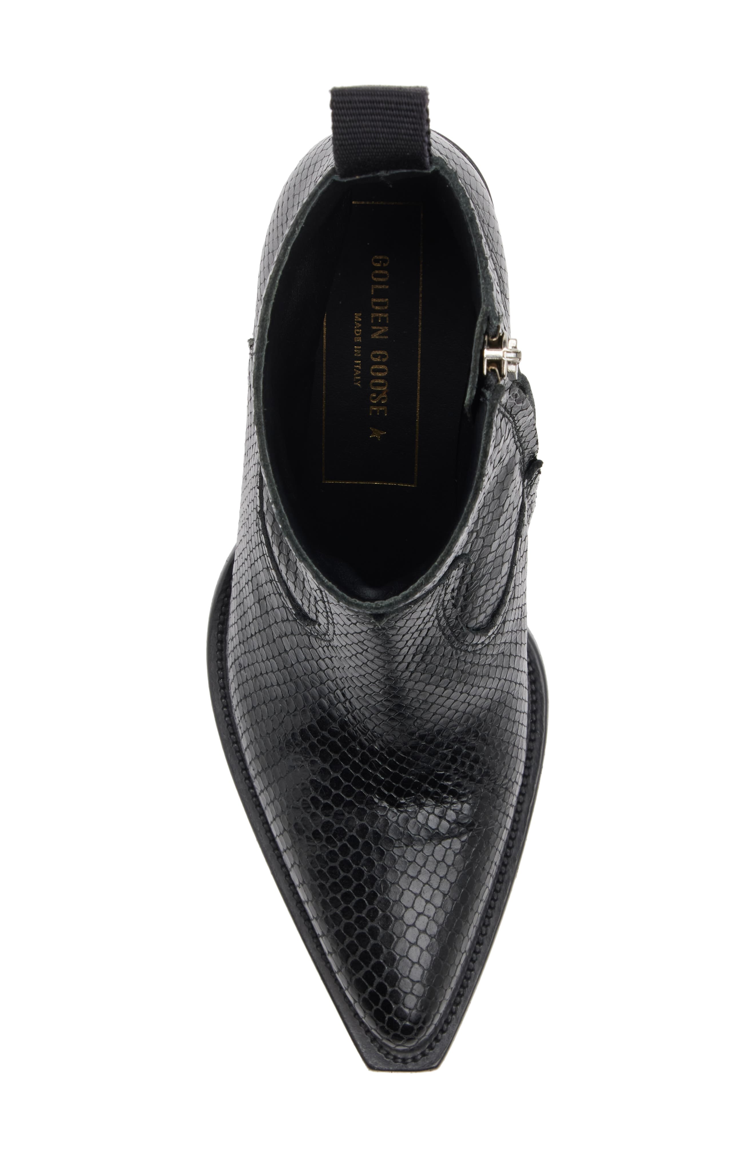 Golden Goose Debbie Snake Embossed Pointed Toe Bootie, Alternate, color, 