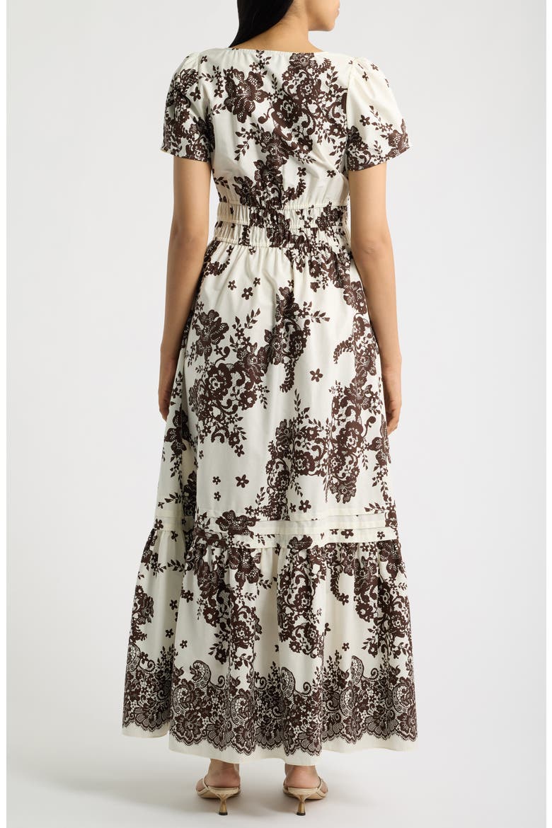 Puff Sleeve Cotton Maxi Dress, Alternate, color, EGRET