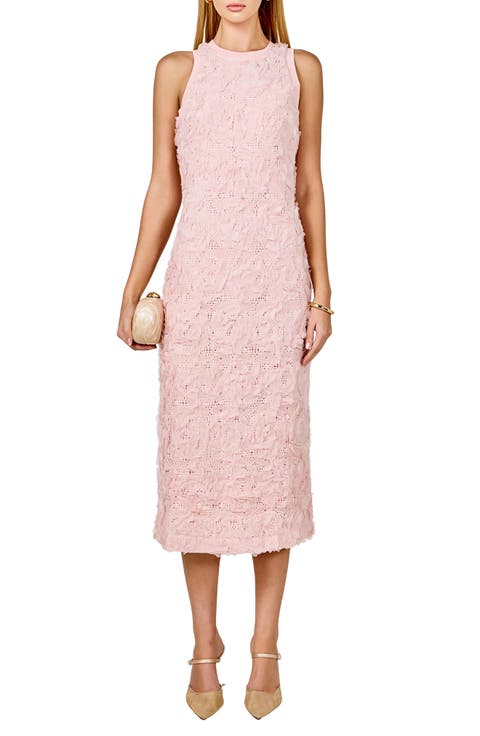 Floral Appliqué Sleeveless Midi Dress