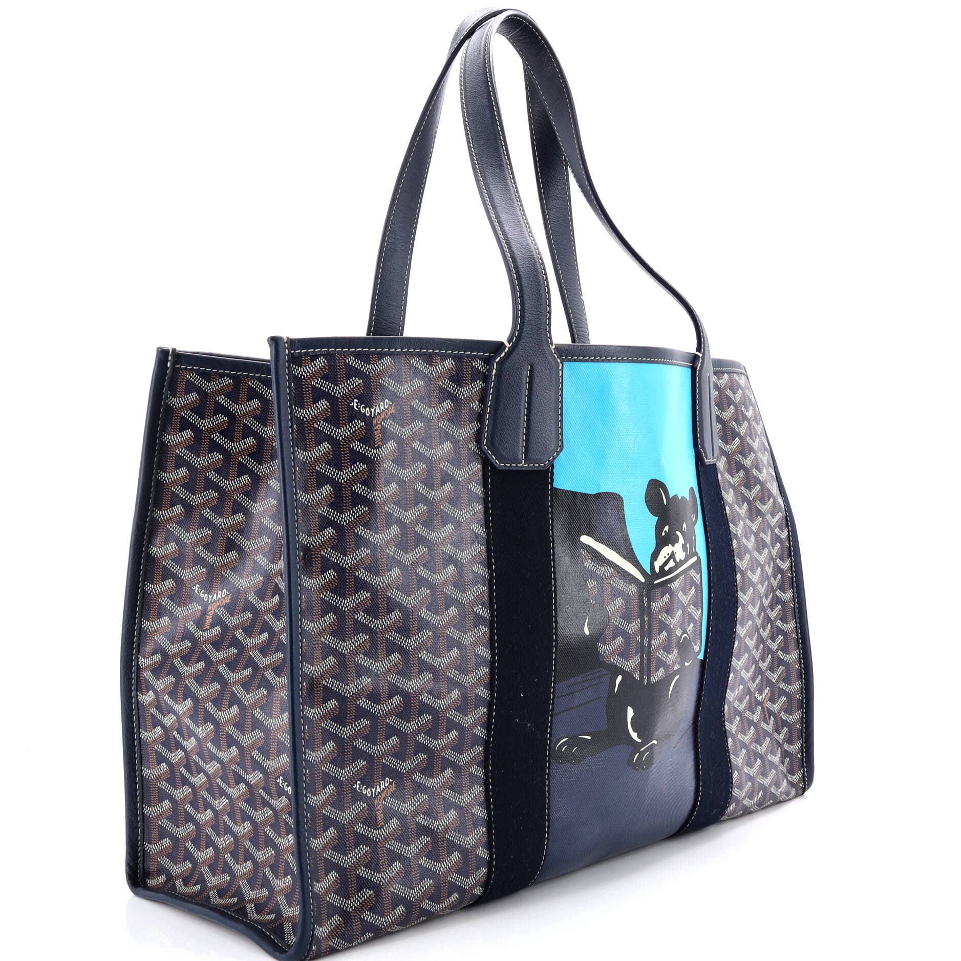 Pre-Owned Goyard Villette Tote Printed Coated Canvas MM, Alternate, color, Blue