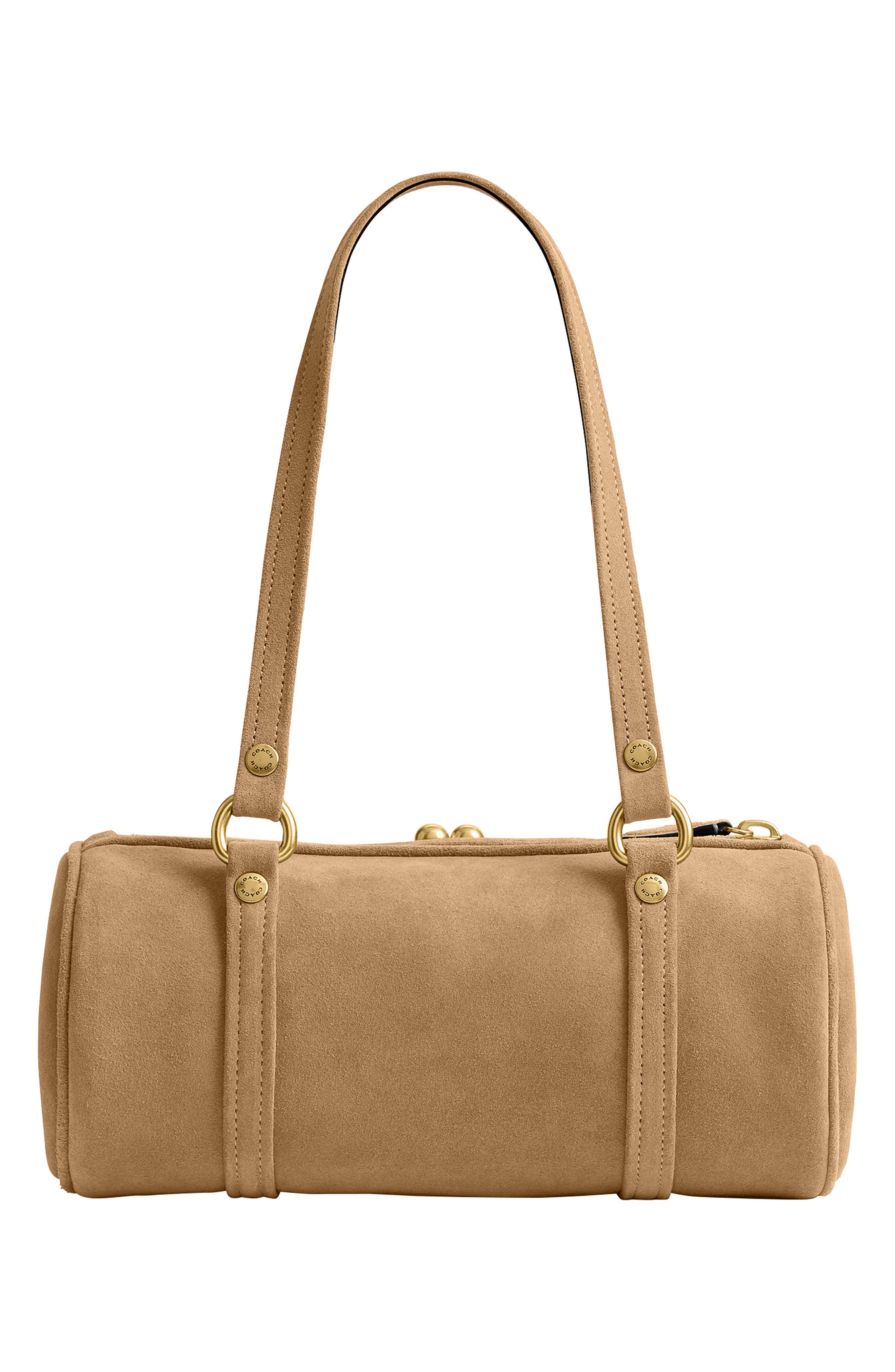 COACH Kisslock 28 Leather Barrel Bag, Alternate, color, Soul