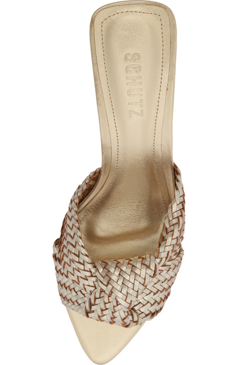Schutz Marbella Pointed Toe Slide Sandal, Alternate, color, Platina