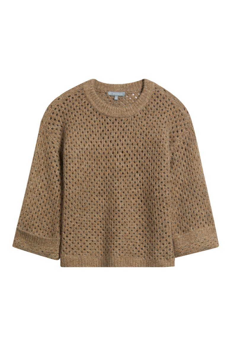 Open Stitch Cuffed Sweater, Alternate, color, TOASTED BUCKWHEAT
